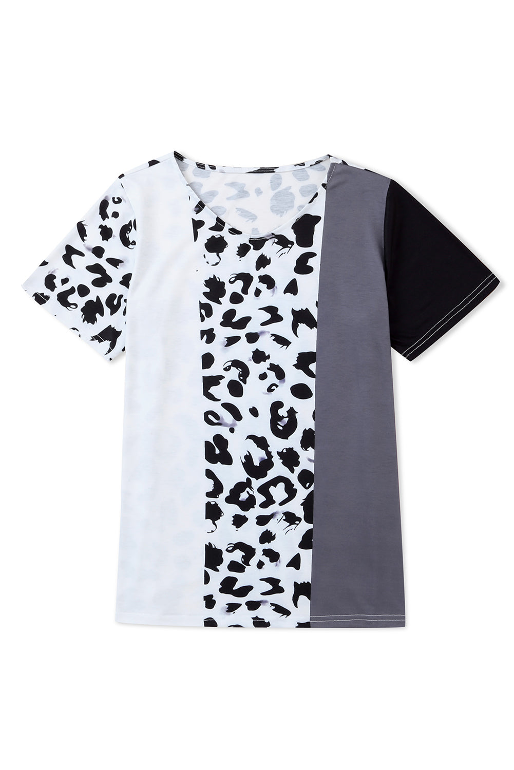 Leopard Colorblock Short Sleeve Top