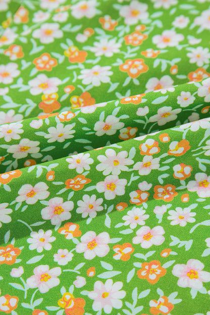 Floral Ruffle Sleeve V-Neck Blouse