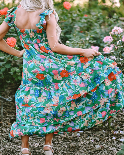 Floral Smocked Maxi Dress Plus Size