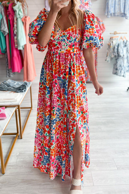 Floral Puff Sleeve Maxi Dress