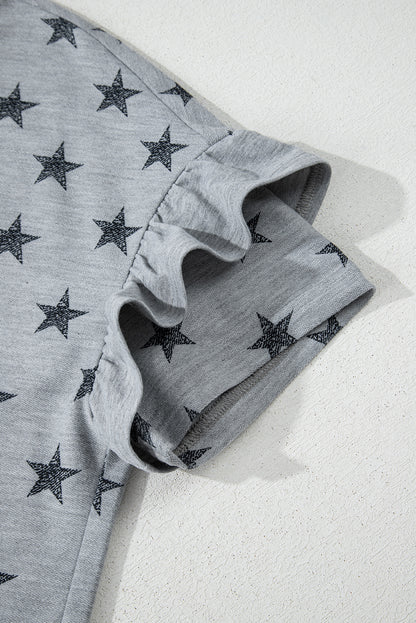 Star Ruffle Tiered Short Sleeve T-Shirt