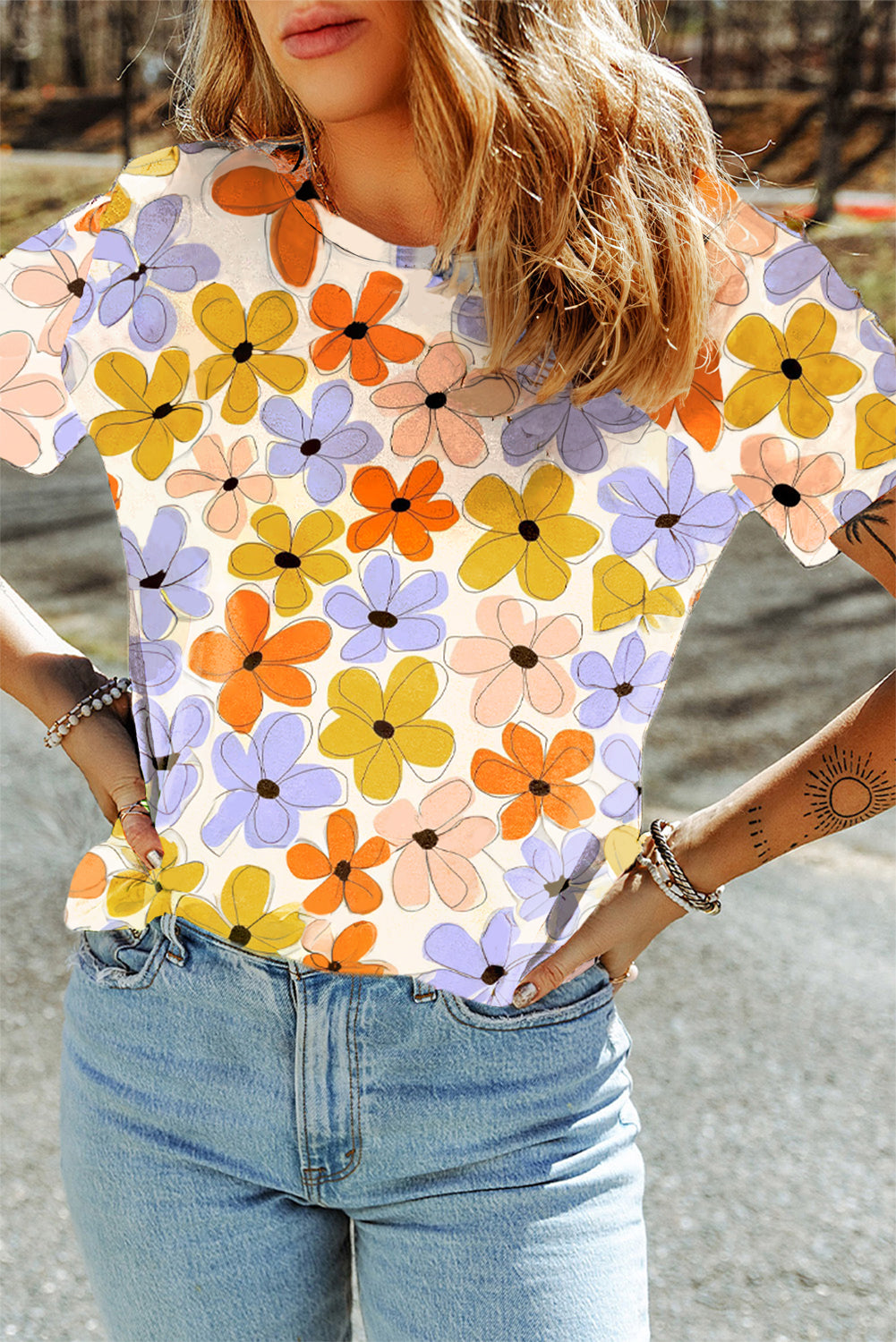 Floral Round Neck T-Shirt