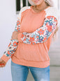 Floral Lace Patchwork Ribbed Blouse