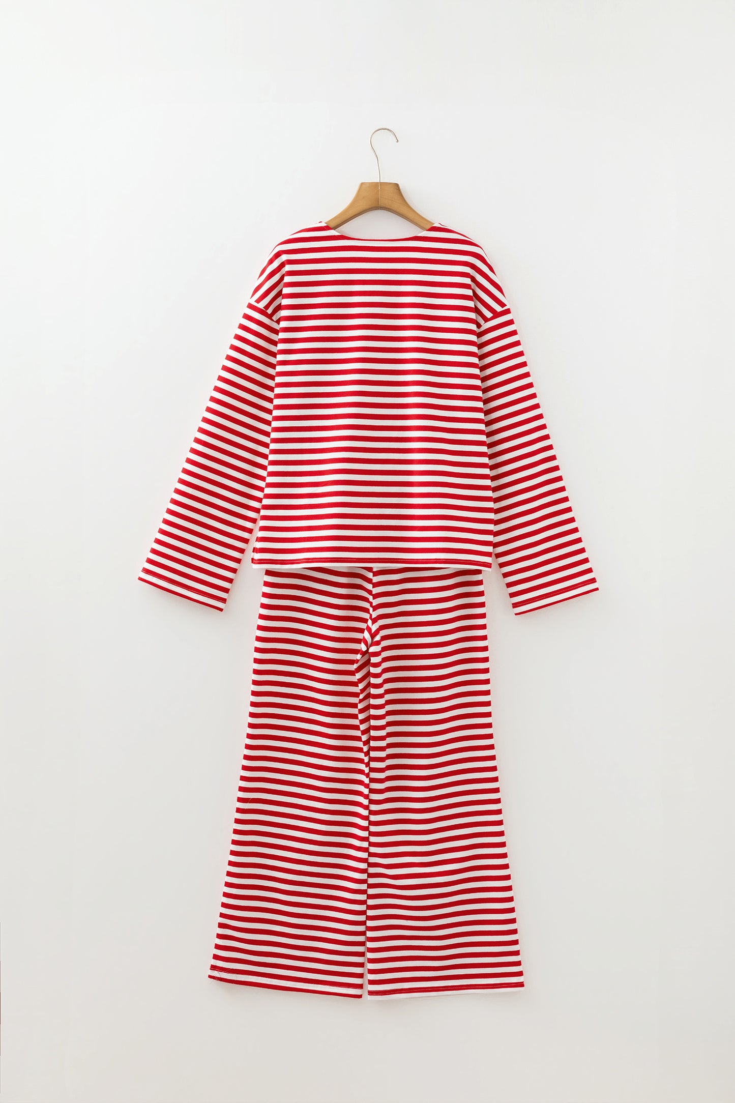 Stripe Drop Shoulder Top and Pants Lounge Set