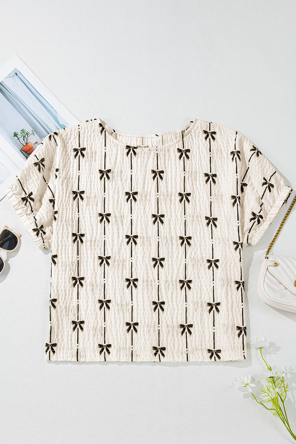 Bow Puff Short Sleeve Top