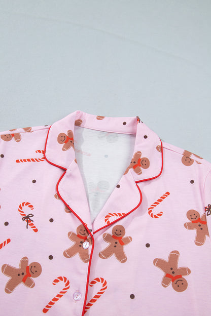 Christmas Gingerbread Top & Shorts Pajama Set