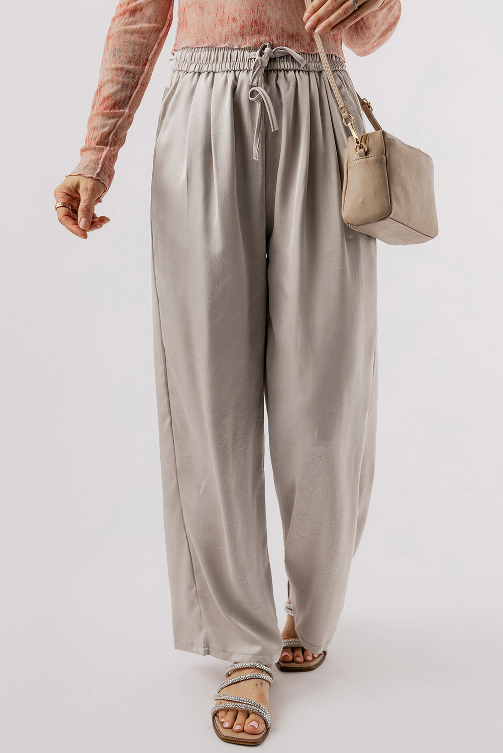 Solid Pleated High Waist Pants