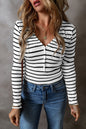 Stripe V-Neck Long Sleeve T-Shirt