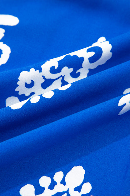 Boho Geometric Collared Button Front Mini Dress