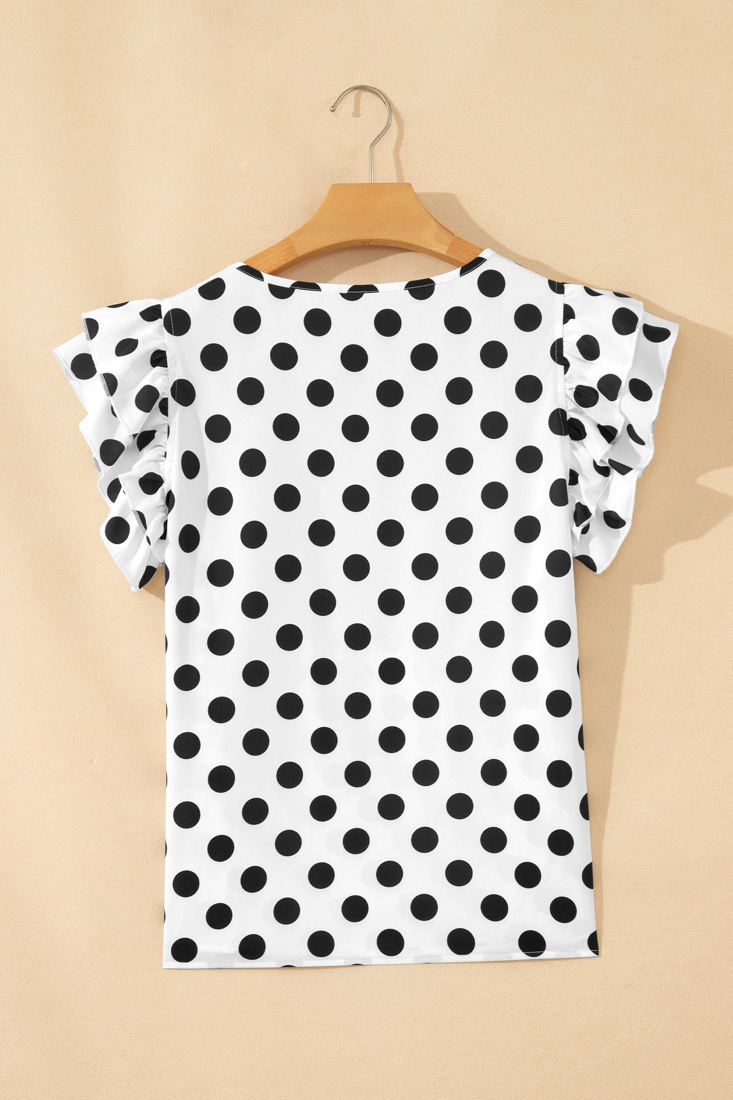 Polka Dot Ruffle Short Sleeve Blouse