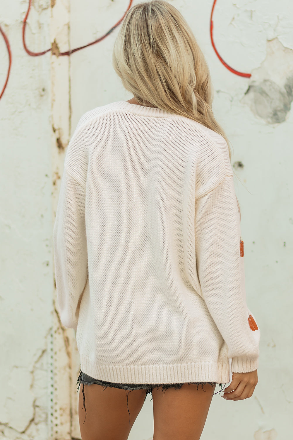 Christmas Tree Pumpkin Open Front Drop Shoulder Cardigan