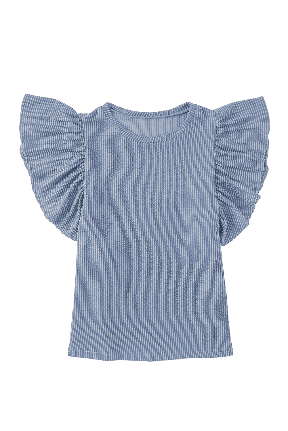 Ribbed Ruffle Short Sleeve T-Shirt