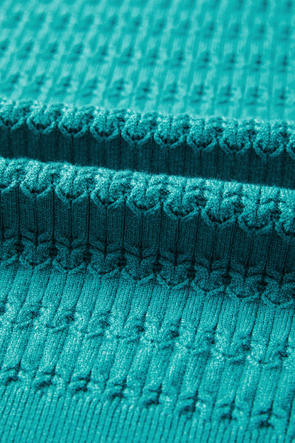 Solid Knit Ribbed Cuff Crewneck Sweater