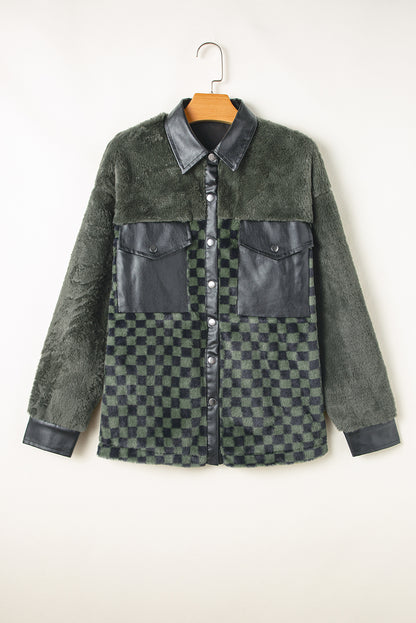 Checker Fleece Flap Pocket Jacket