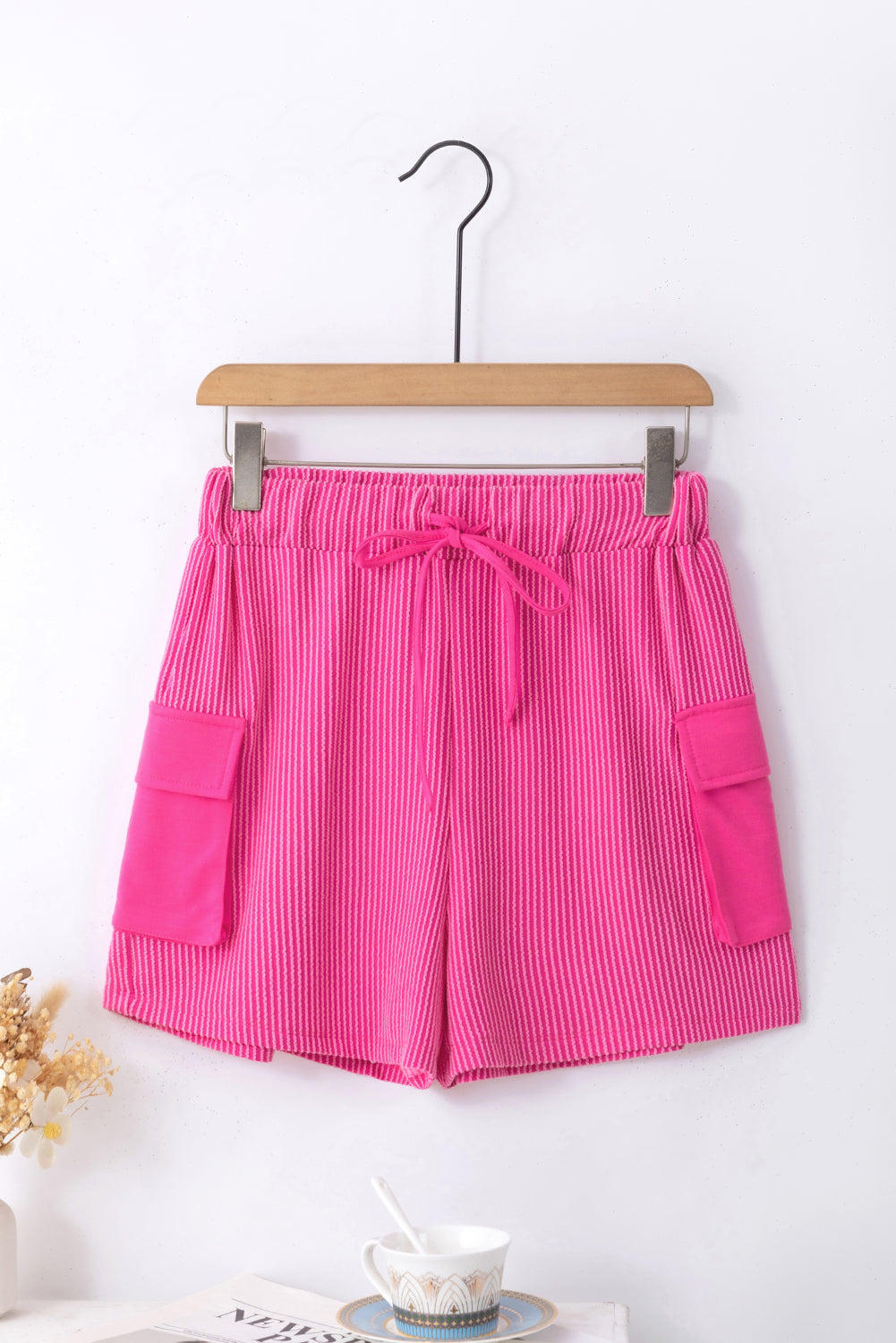 Corded Cargo Pocket Drawstring Shorts