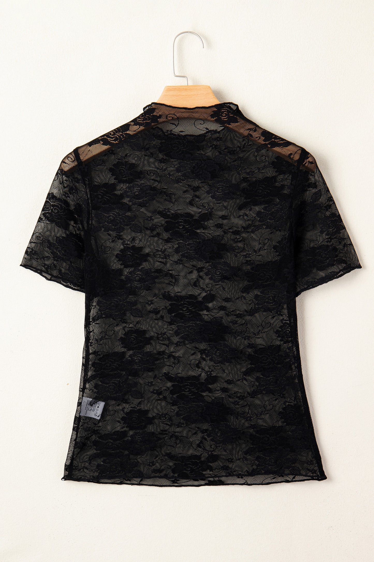 Floral Lace Sheer Mesh Short Sleeve Top