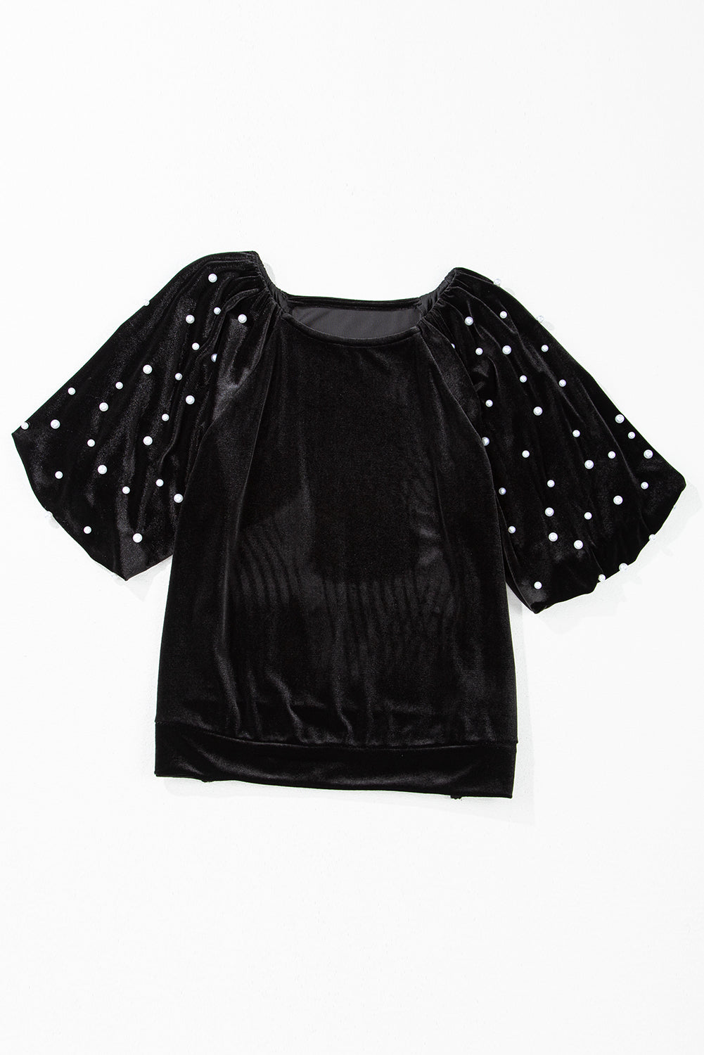 Velvet Pearl Beaded 3/4 Sleeve Top