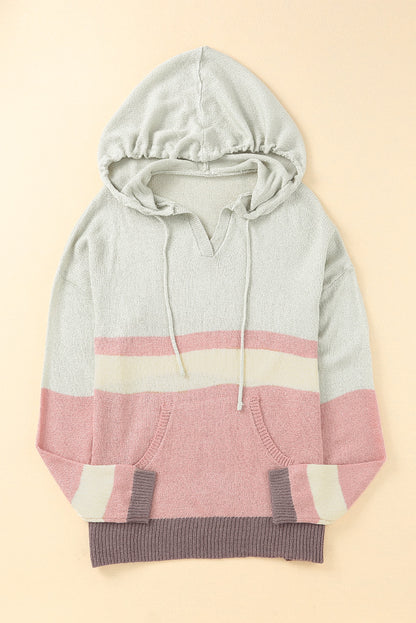 Colorblock Kangaroo Pocket Hooded Sweater