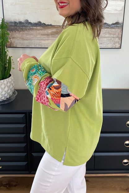 Patchwork Long Sleeve Sweatshirt Plus Size