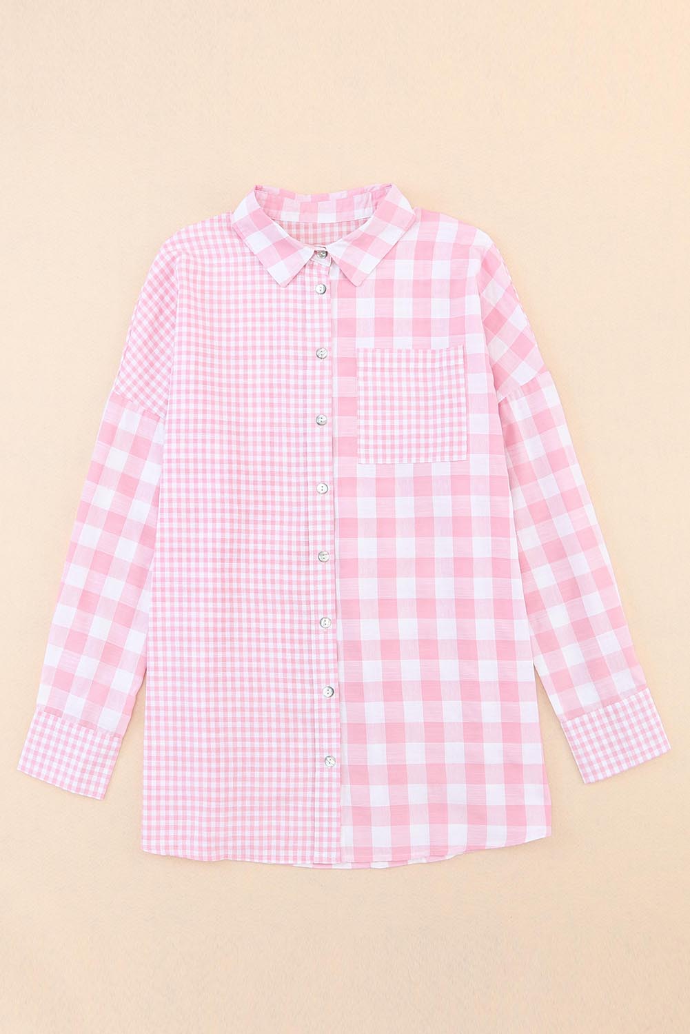 Checker Patchwork Long Sleeve Shirt