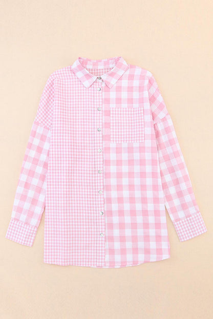 Checker Patchwork Long Sleeve Shirt