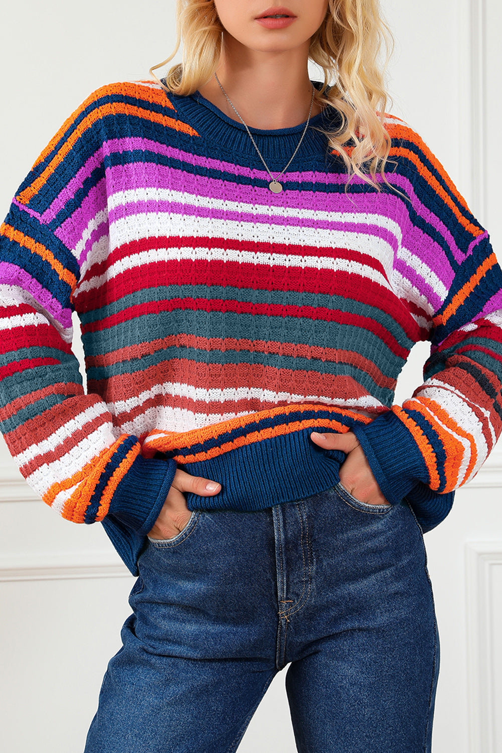 Stripe Rolled Edge Sweater