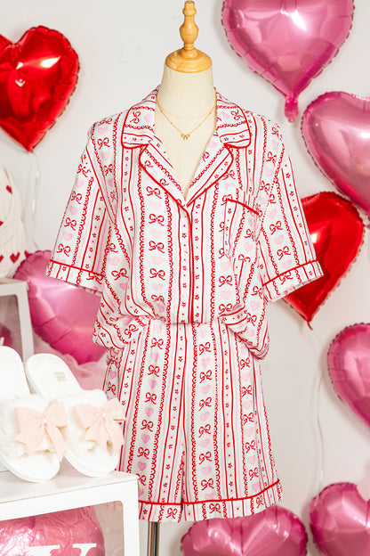 Bow Heart Top and Shorts Pajama Set