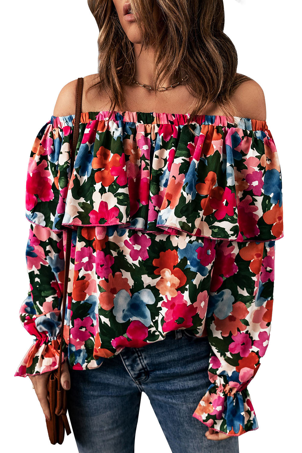 Floral Ruffle Off Shoulder Blouse