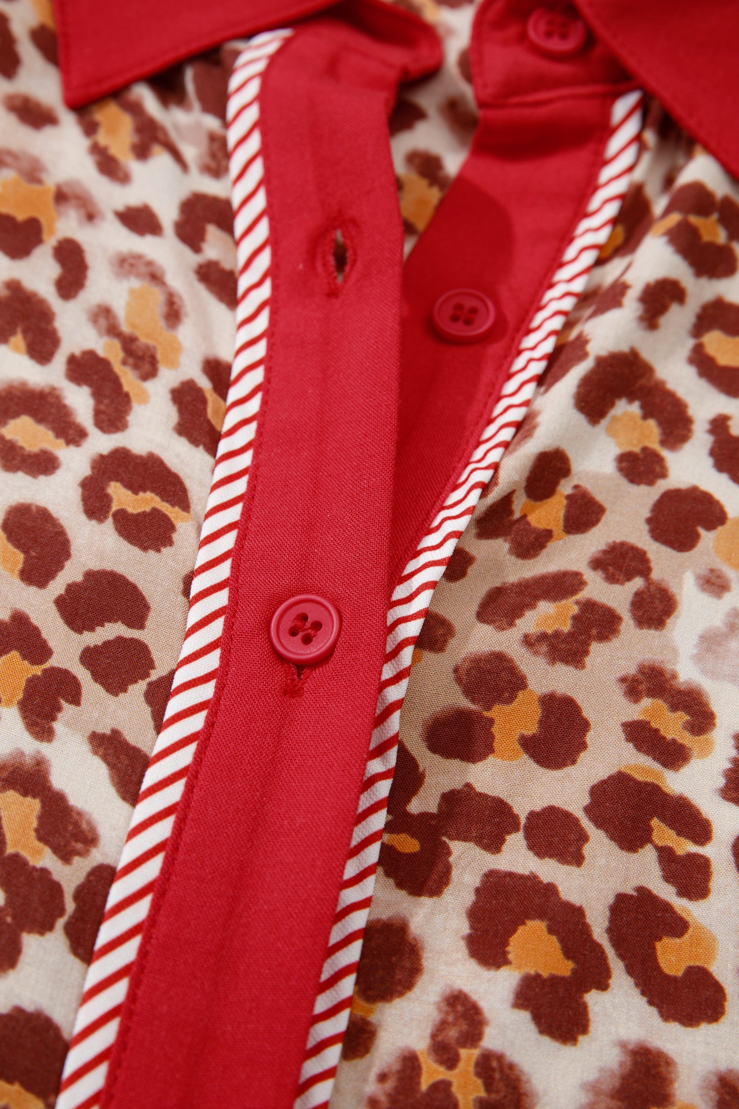 Leopard Contrast Trim Top and Pant Set