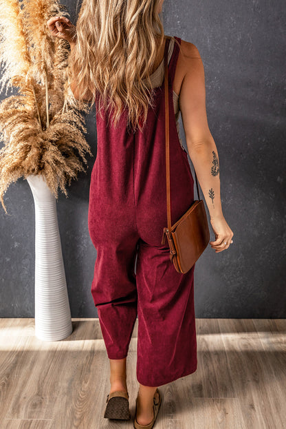 Corduroy Adjustable Wide Leg Overalls