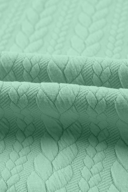 Solid Cable Textured Long Sleeve Baggy Hoodie