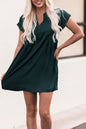 Pleated Short Sleeve V-Neck Dress