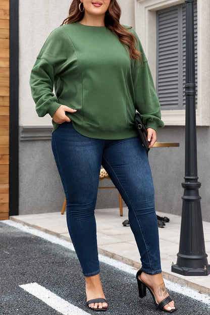 Patchwork Crewneck Sweatshirt Plus Size