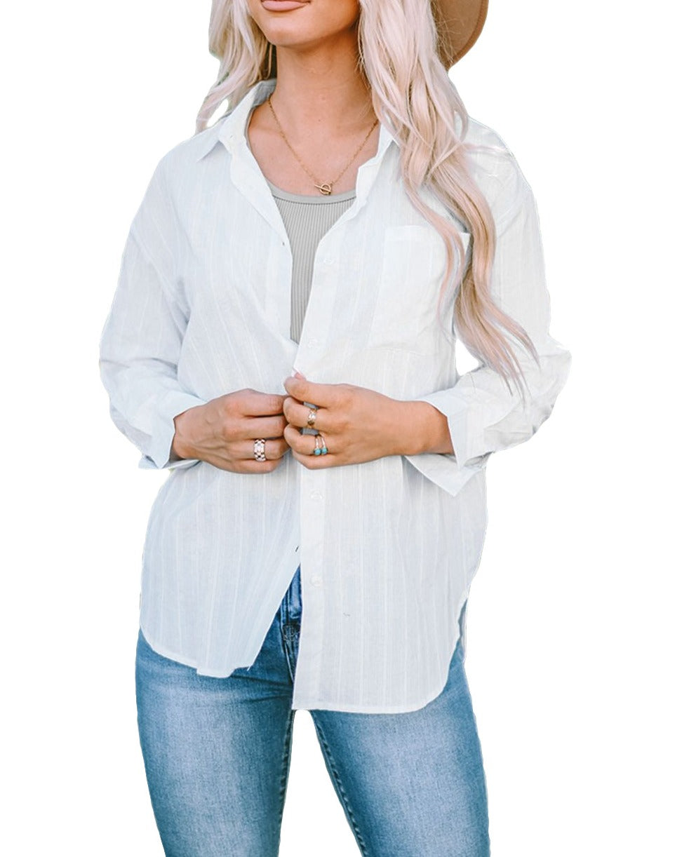 Stripe Buttoned Long Sleeve Shirt