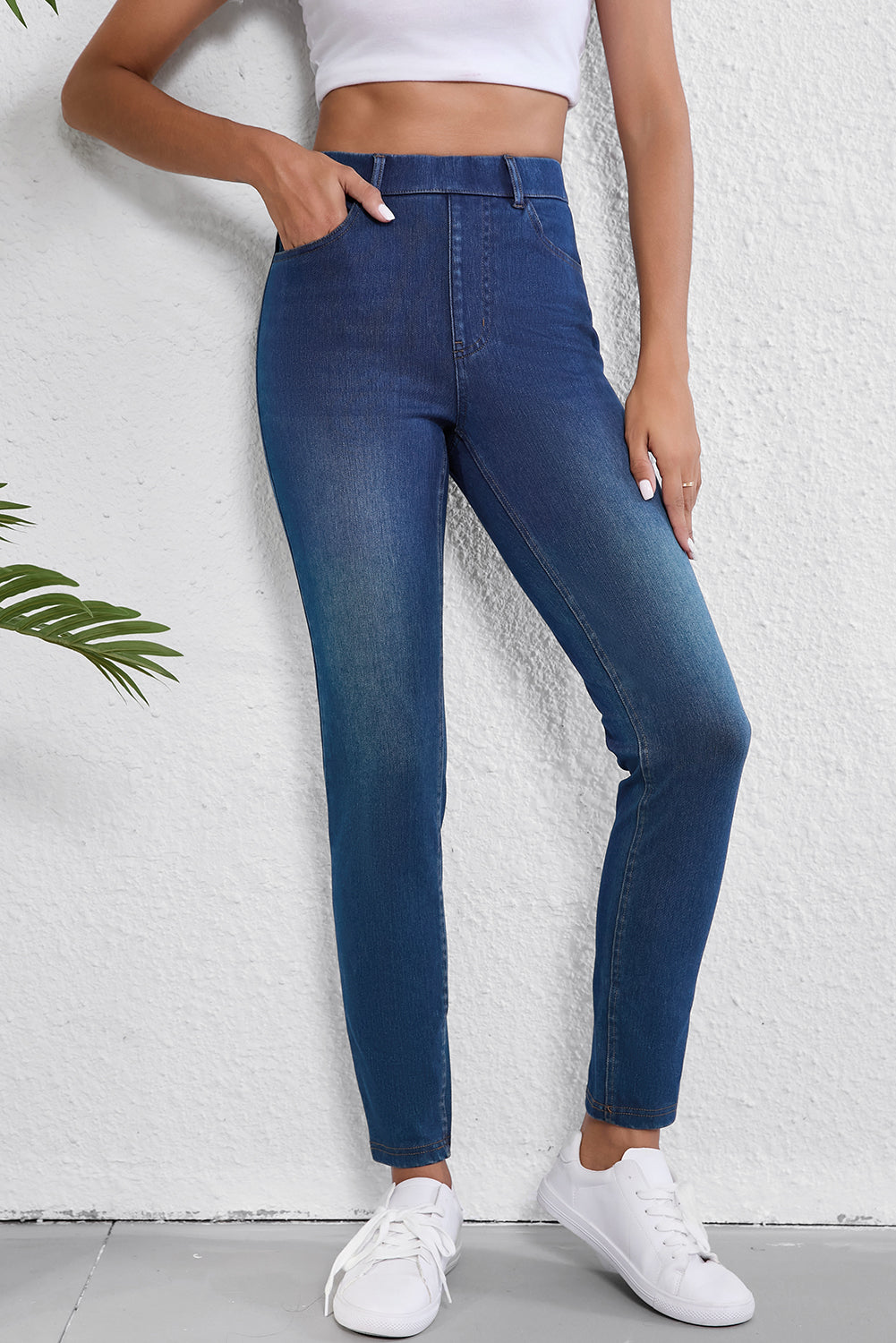 Chambray High Waist Jean Leggings