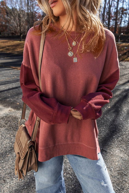 Colorblock Drop Shoulder Pullover Sweatshirt