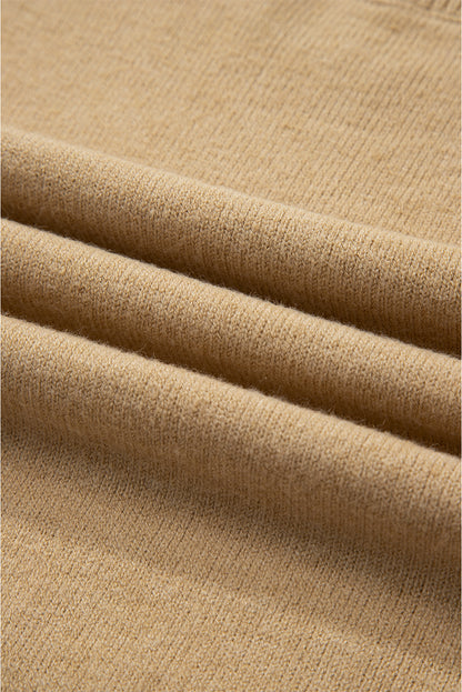 Leopard Bow Split Cuff Contrast Trim Sweater