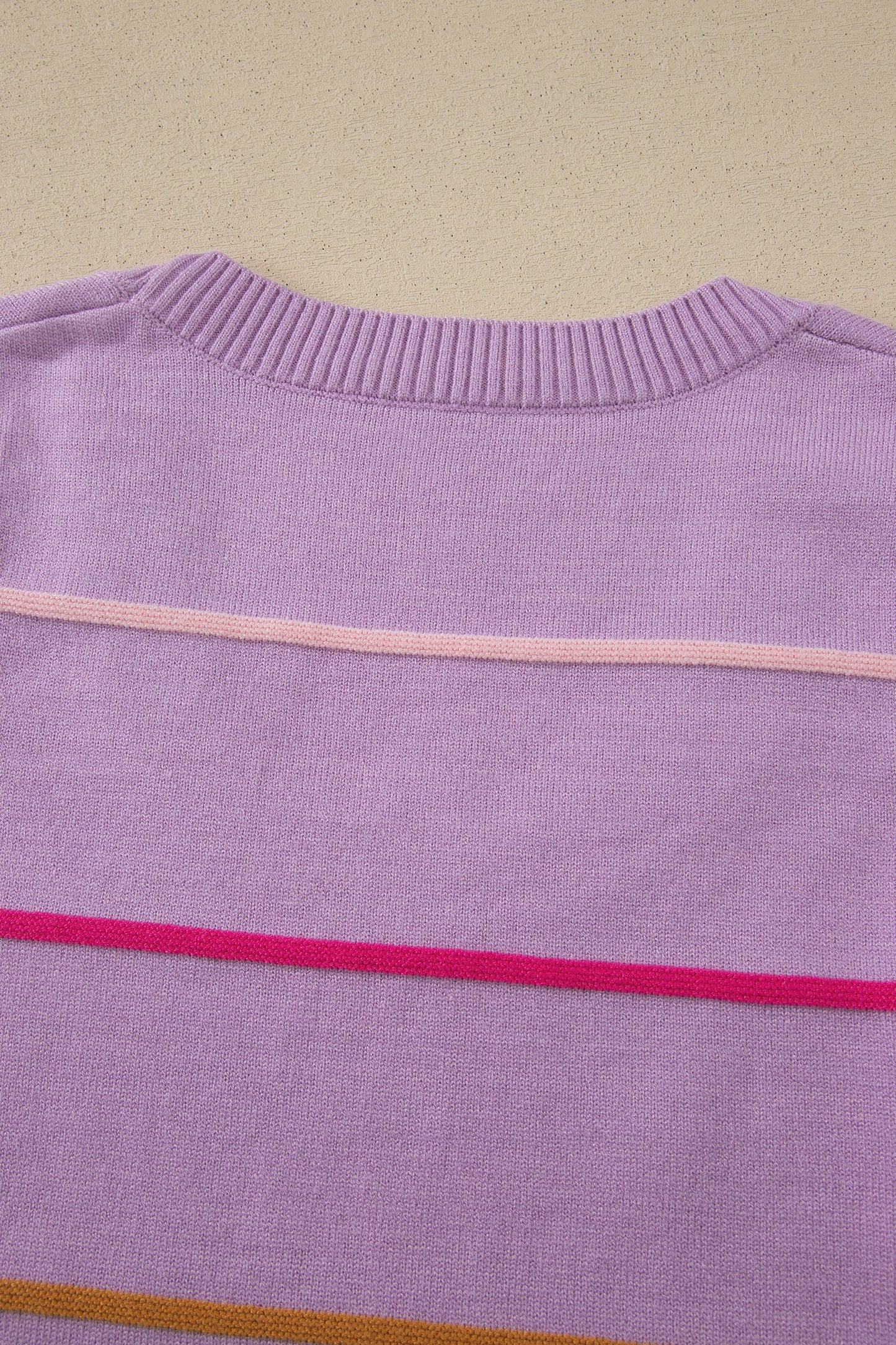 Stripe Ribbed Trim Sleeveless Sweater Knit Tank