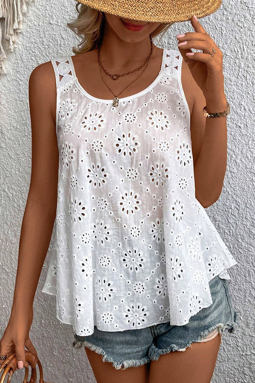 Eyelet Embroidered Tank Top