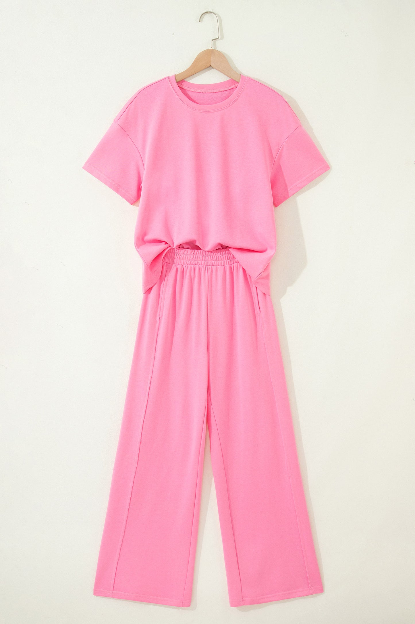 Solid Color Oversize Tee & Wide Leg Pants Set