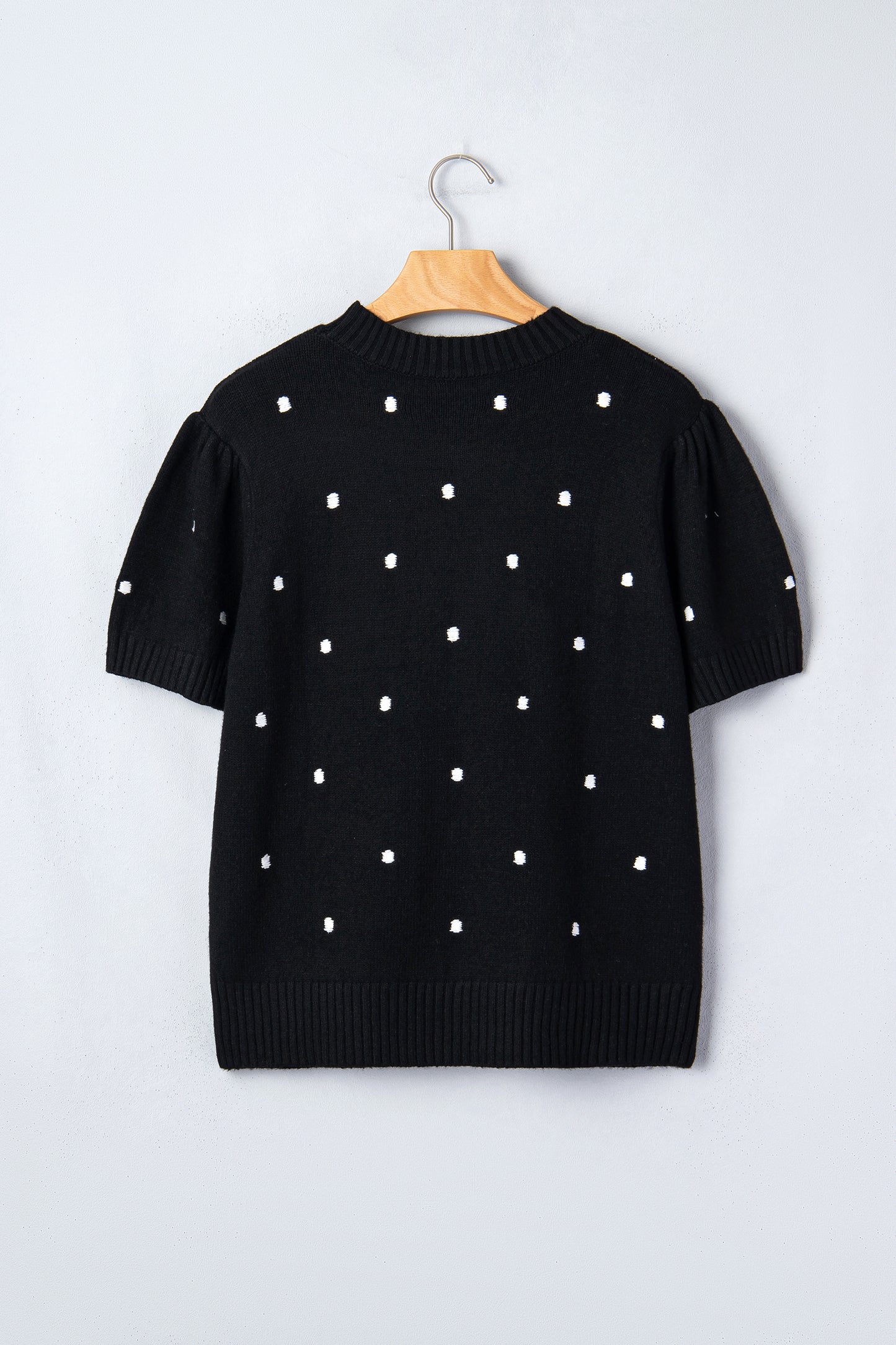 Polka Dot Bubble Short Sleeve Sweater