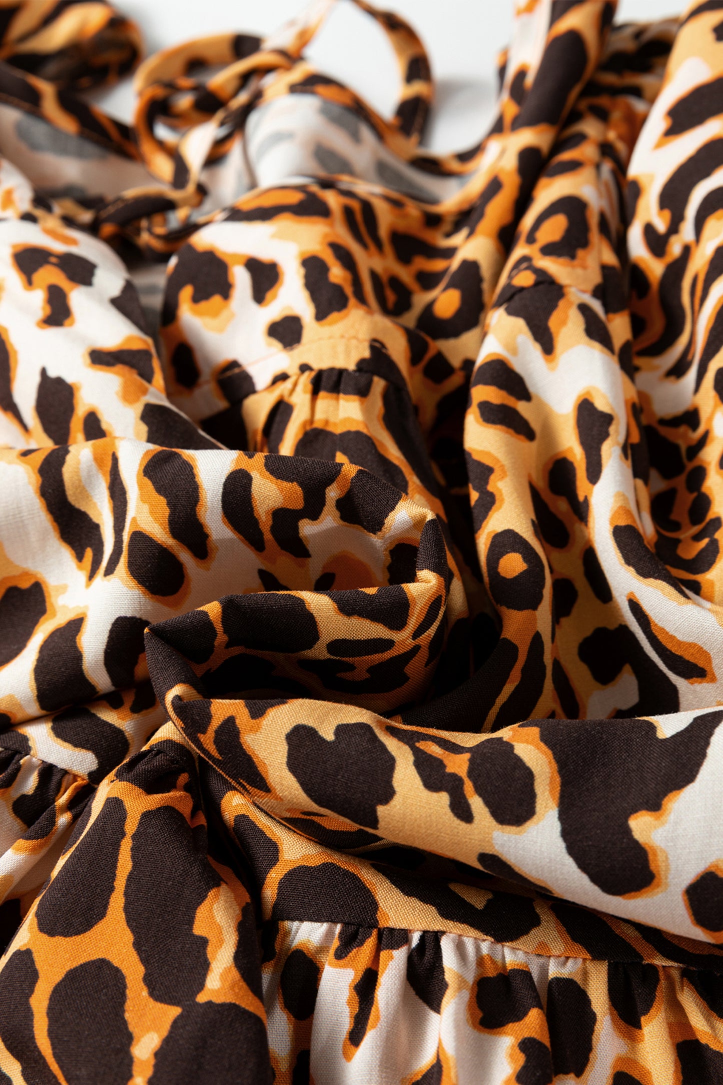 Leopard Short Puff Sleeve Babydoll Top