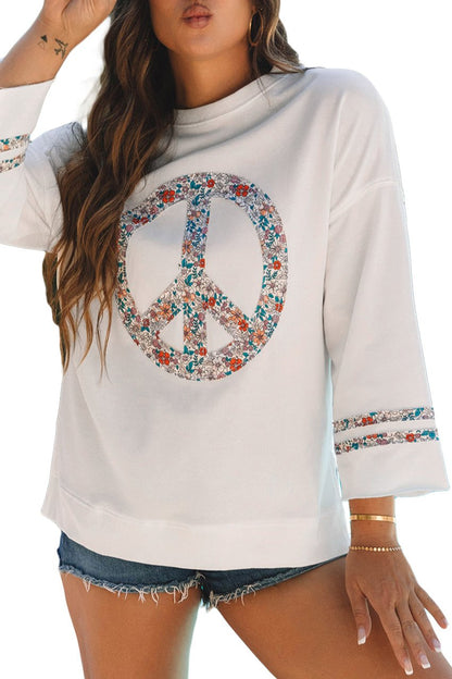 Floral Peace Wide Sleeve Top