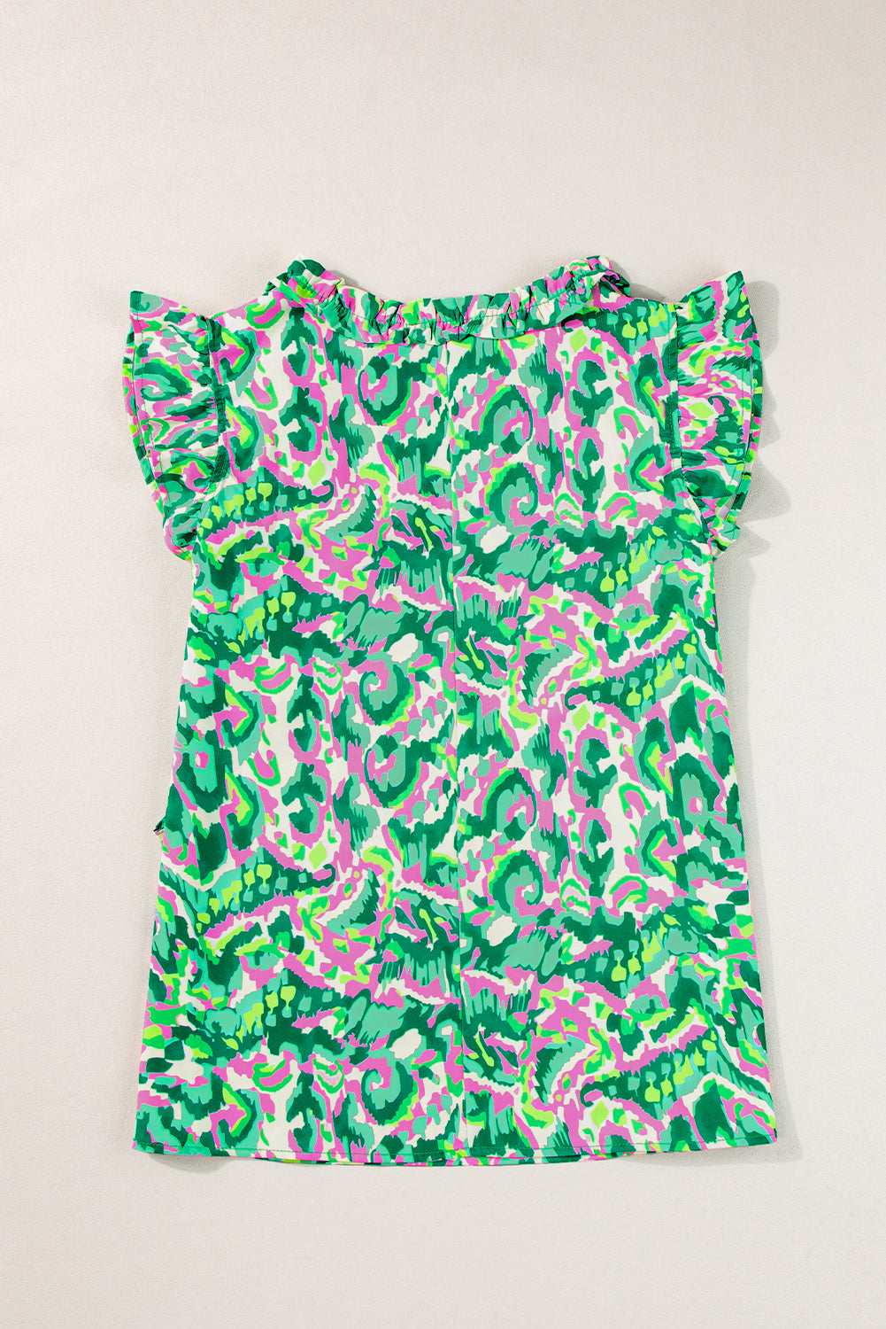 Abstract Ruffle Trim Tank Top