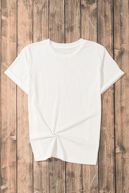 Solid Short Sleeve Crew Neck Tee