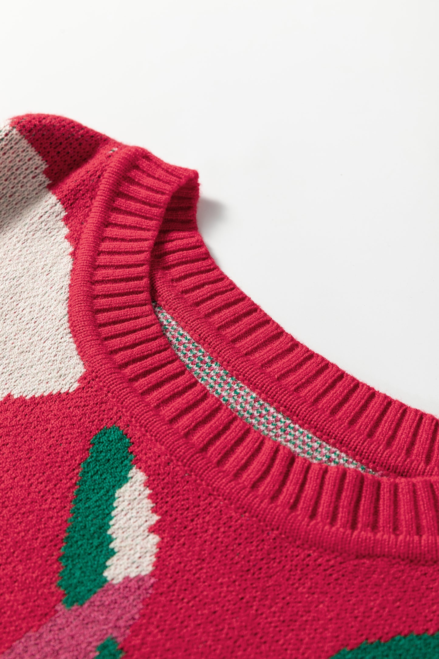 Floral Abstract Short Puff Sleeve Sweater