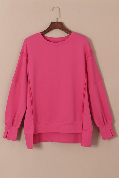 Exposed Seam High Low Hem Sweatshirt