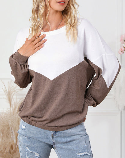 Colorblock Cutout Pullover Sweatshirt