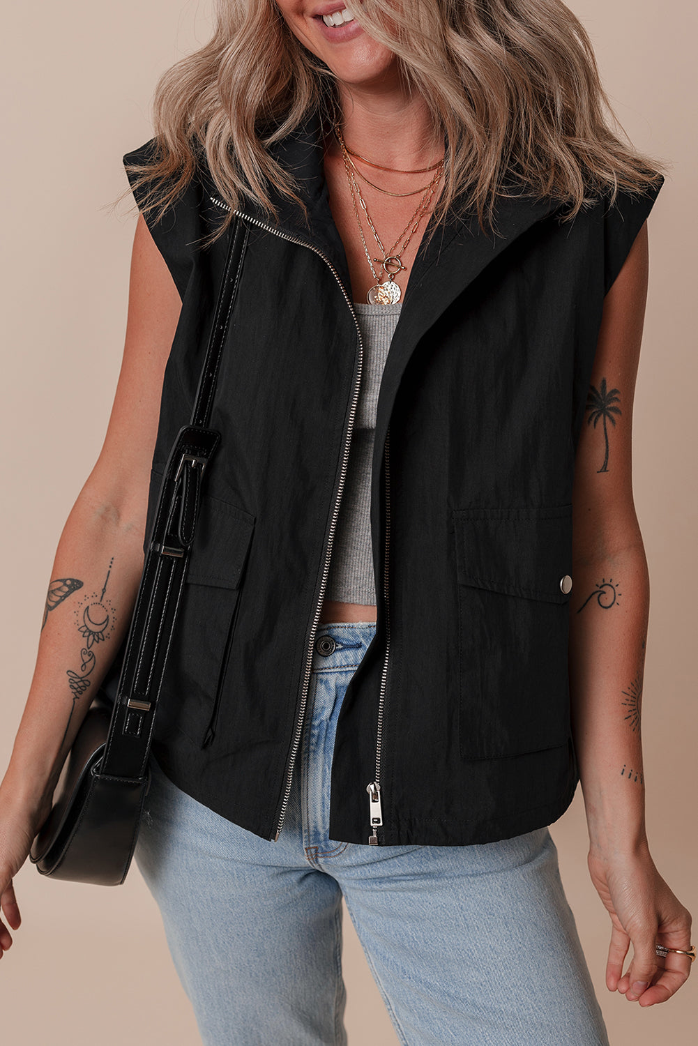 Flap Pocket Zip-Up Vest