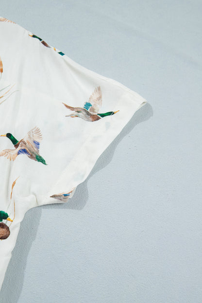 Mallard Button Flap Pocket Collared Blouse